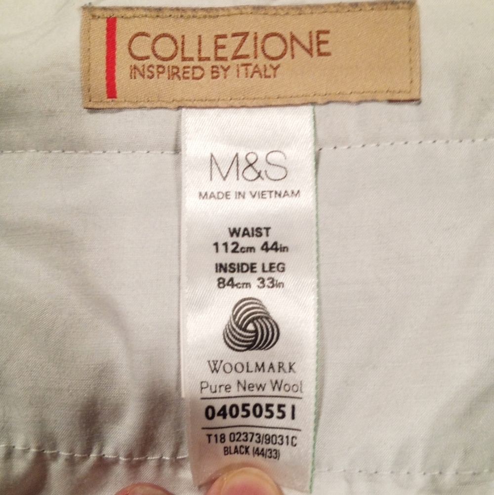 Vintage Marks & Spencer Uk & Collezione Italia Brand black Trousers 100 % Wool